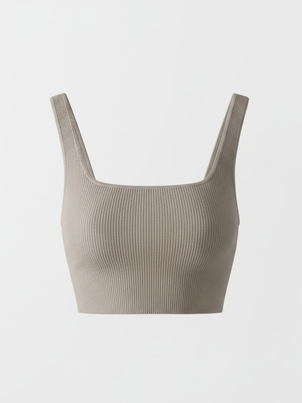 Babaton Aritzia Sculpt Knit Squareneck Crop Top - Taupe / Beige (Size S)